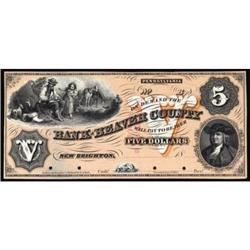 New Brighton, PA. Bank of Beaver County. PR. $5.