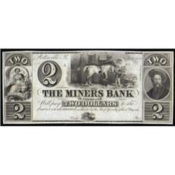 Pottsville, PA. The Miners Bank of Pottsville. $2
