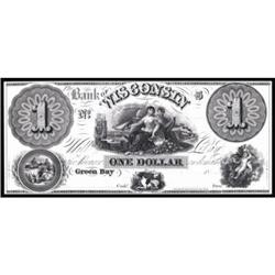 Green Bay, WI. The Bank of Wisconsin. Proof. $1