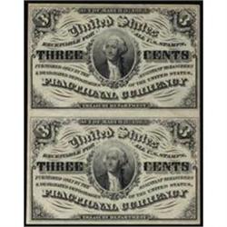 Fr 1226. 3 Cents. 3rd Issue. Uncut Pair. CH UNC63