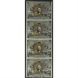 Fr 1232. 5 Cents Second Issue Uncut Strip of Four