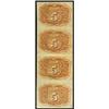 Image 2 : Fr 1232. 5 Cents Second Issue Uncut Strip of Four
