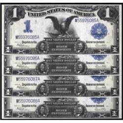 Lot of (4) Fr 236 1899 $1 Silver Certs. Cut Sheet