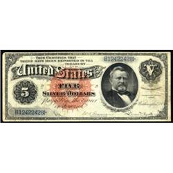 Fr 261. 1886 $5 Silver Cert. PCGS VF20.