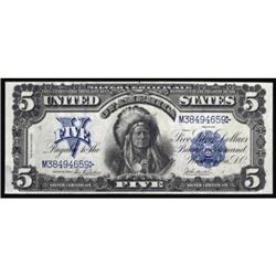 Fr 277. 1899 $5 Silver Cert. AU50.