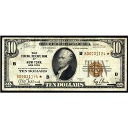 Fr 1860-B*. 1929 $10 FRBN. Star. Fine-VF