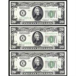 (3) Fr 2054-E* 1934 $20 Fed Reserve Star Notes