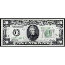 Fr 2055-G* 1934A $20 Federal Reserve Star Note EF