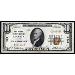Augusta, ME. $10 1929 Ty. 1. FN Granite Bank.