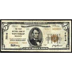 Winthrop, MN. $5 1929 Ty. 2 The FNB Charter #7014