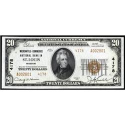 St. Louis, MO. $20 1929 Ty. 2. Ch #4178.