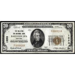 Ballston Spa, NY. $20 1929 Ty. 1. Ch #1253. VF