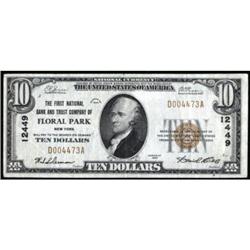 Floral Park, NY. $10 1929 T1. Ch #12449. CGA VF35