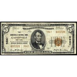 Gainesville, NY. $5 1929 Ty. 2. Charter #5867. F