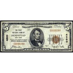 Hempstead, NY. $5 1929 Ty. 1. The FNB. Ch #4880