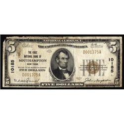 Southampton, NY. $5 1929 Ty. 1. The FNB Ch #10185
