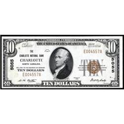 Charlotte, NC. $10 1929 T1. Charter #5055.