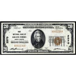 Grand Forks, ND. $20 1929 Ty. 1. FNB. Ch. #2570
