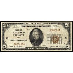 Fremont, OH. $20 1929 Ty. 1. The FNB. Ch #5.
