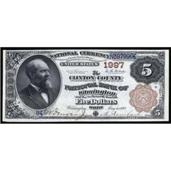 Wilmington, OH. $5 1882 Brown Back. Ch#1997