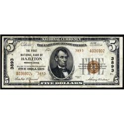 Hazleton, PA. $5 1929 Ty. 2. The FNB. Ch #3893