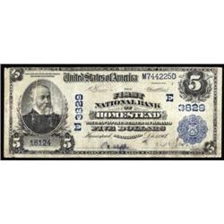 Homestead, PA. $5 1902Fr 600. Charter #(E)3829 VG