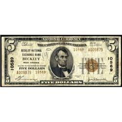 Beckley, WV. $5 1929 Ty. 2. Ch#10589. F