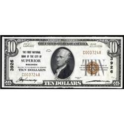 Superior, WI. $10 1929 Ty. 1. The FNB. Ch #3926