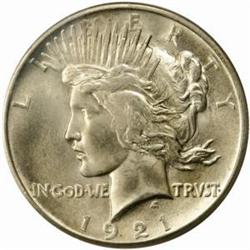 1921 Peace Silver $1 High Relief MS65 (ANACS)