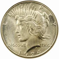 1924-S Peace Silver $1. MS64 (NGC)