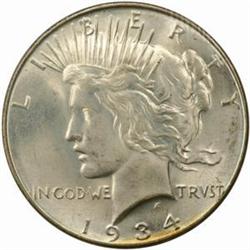 1934-D Peace Silver $1. MS66 (PCGS)