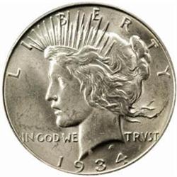 1934-D Peace Silver $1. MS62 (PCGS)