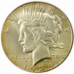 1934-S Peace Silver $1. AU58 (PCGS)