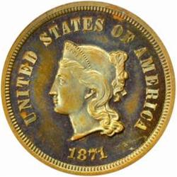 1871 Pattern 5C Piece. Judd-1051. PR65 BN (PCGS)