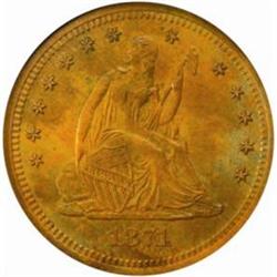 1871 Pattern Quarter. Judd-1102. PR65BN (NGC)