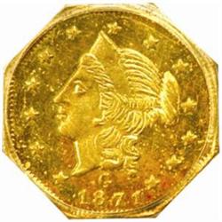 1871 Octagonal $1. Liberty Head. MS63 (PCGS)