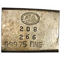Silver Ingot No. 208/226/1861. 27.26 Oz. 999.75 F
