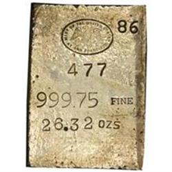 Silver Ingot No. 477/86. 26.32 Oz. 999.75 Fine.