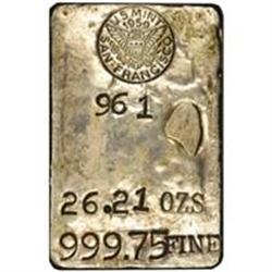 Silver Ingot No. 961/37. 26.21 Oz. 999.75 Fine.