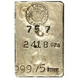 Silver Ingot No. 757/249. 24.18 Oz. 999.75 Fine.