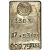Silver Ingot No. 1383/37. 17.93 Oz. 999.75 Fine.