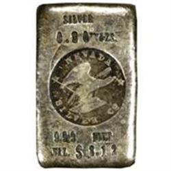 Silver Ingot. Nevada Silver Co. 6.30 Oz. 999 F