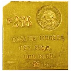 Gold Ingot: Casa de Moneda w/Official Seal Mexico