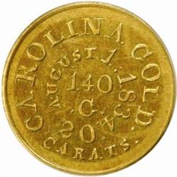 Undated Bechtler. $5 Gold. 140 G. 20 CARATS.