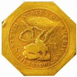 1852 US Assay Office of Gold. $50. Fine Details