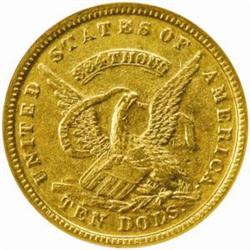 1852 US Assay Office of Gold $10 Gold. AU58 (NGC)