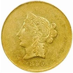 1855 Wass, Molitor & Co. $10 Gold AU53 (PCGS) CAC
