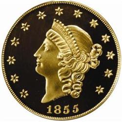 "1855" Kellogg & Co. $50 Gold. Restrike Gem Proof