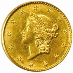 1851-C G$1. Winter 6-F. AU58 (PCGS) CAC