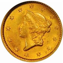 1853 G$1. MS63 (NGC)